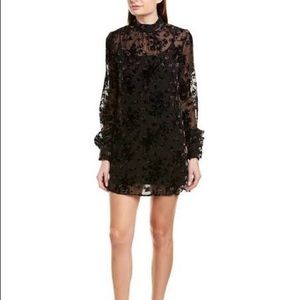 Wayf black velvet floral dress